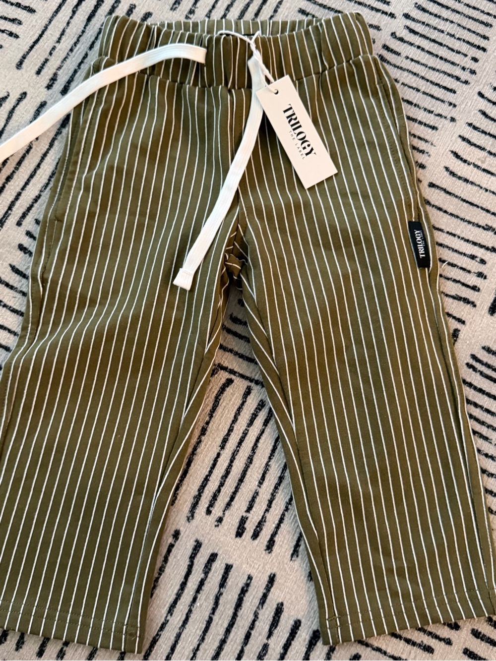 Trilogy Olive Pinstripe Drawstring Pants